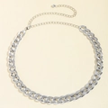 Dettaglio della cintura a catena cubana in acrilico argento con chiusura a moschettone regolabile - Taglia unica/100cm / Argento