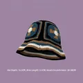 Handmade crochet bucket hat with floral patchwork patterns and specific size dimensions - M (56-58cm) / Windmill Knit Hat Black Coffee