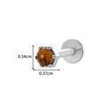 Titanium piercing stud with a hexagonal brown zircon and size markings 0.37cm - Silver Hexagon Tiger Eye Stone Style (T2522-3#银) / 1.2*8mm
