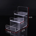 Three-tier clear acrylic display stand with precise 16cm height and 10cm width dimensions - Enlarged 3-Tier / Clear