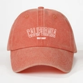 Close-up of California West Coast print on washed retro orange cotton baseball cap - Adjustable / Orange