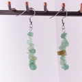 Handmade stainless steel drop earrings with natural irregular green aventurine stones - Green Aventurine