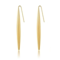 Polierte 18K Gold-Edelstahlohrringe in Tropfenform mit elegantem langen Haken-Design - Lange Schlanke Oval / Gold
