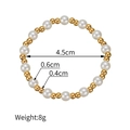 Detail view of pearl and gold bead bracelet with size annotations and 4.5cm diameter - JZB1093-ptk-Simple Pearl Beaded