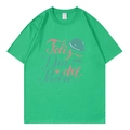 Green short sleeve T-shirt with Feliz Dia del Padre print and mustache design - XS / Tops / Green (317)