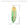 Detail view of a green enamel leaf pendant in stainless steel with exact measurements - Green Gradient Leaf (60x19mm)