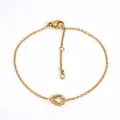 Adjustable gold stainless steel bracelet with teardrop cubic zirconia pendant - Gold (DB927)