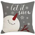 Grauer Leinen-Kissenbezug mit Schneemann-Motiv und Let It Snow Schriftzug für Weihnachten - Grauer Schneemann Let It Snow