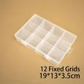 Transparent plastic 12-grid storage box, fixed compartments, 19x13x3.5cm container - Fixed 12 Compartments/19x13x3.5cm