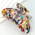 Artistic terrazzo pattern acetate hair claw clip with colorful mosaic design for women - S139-12 Colorful Terrazzo