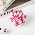 Palla intrecciata in corda di cotone rosa e bianca per la pulizia dei denti dei cani - 5.5-6cm 50g / Rosso Bianco