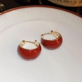 Elegante rode emaille hartvormige oorringen met een gepolijste goudkleurige afwerking - 5# Rode Emaille U-vormige Oorsluiting (Echt Goud Verguld)