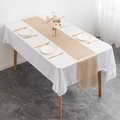 Elegant white satin tablecloth with a shiny champagne gold table runner for wedding decor - Dark Champagne / 30cm*275cm