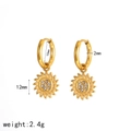 18K vergulde zonnebloem oorringen met zirkonia pavé en een hanger van 12 mm - Gouden Zonnebloem Ring Oorbellen Stijl(TE60192-G)