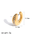 18k gold plated stainless steel C-shaped ear cuff with rhinestones, 13.8mm height display - Single Piece (Not a Pair) / Gold