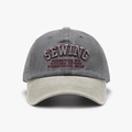 Verwaschene grau-schwarze Baumwoll-Basecap mit khakifarbener Krempe und 3D SEWING Stick - Dunkelgrau