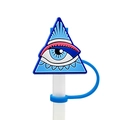 Blue Evil Eye silicone straw topper cover for Stanley cups with protective dust plug cap - Blue Triangle All-seeing Eye