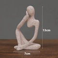 Abstract beige thinker resin statue in Nordic style, 13cm height home decor piece - Sandstone Thinking Right
