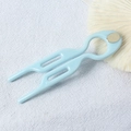 Light blue U-shaped wavy hair pin with a gold oval texture embellishment on top - 9cm Fishtail Double Prong (Labeled Sky Blue) / 9cm U-Shaped Hair Fork / Sky Blue