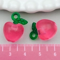 Miniature pink resin peach charms with green leaves and measurement scale detail - Rose Red Acrylic Apple (22168)