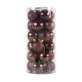 Brown Christmas ball ornaments in 24-piece set with shiny and glitter finish - Barrel 3cm / Coffee