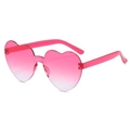 Chic pink gradient heart-shaped rimless sunglasses with a one-piece transparent design - Two-tone C29