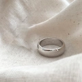 Minimalist wide band polished stainless steel ring in classic silver finish for couples - US 4 / 6mm Domed / Silver