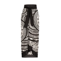 Detail of a tribal wrap skirt featuring black and white geometric patterns and waist tie - One Size / Black & White Print Beach Wrap Skirt