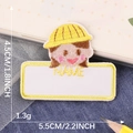 Embroidered cartoon girl name tag patch with yellow safety helmet for kids' backpacks - Yellow Hat Girl