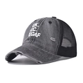 Graue Baseballkappe im Distressed-Look mit IDK-Stickerei und atmungsaktivem Netzteil - Verstellbar / IDK Schwarz