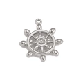 Silver marine rudder charm pendant in high-quality polished metal for DIY jewelry making - Ship Wheel / Silver