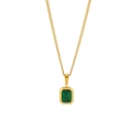 Collana minimalista placcata oro 18K con ciondolo rettangolare verde smeraldo - Quadrato Verde Smeraldo
