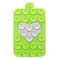 Dual-sided silicone heart suction phone mount in vibrant green and white color - Grass Green + Grey