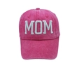 Washed cotton baseball cap in vintage rose pink featuring white MOM 3D embroidery - Adjustable / Deep Pink-MOM Embroidery (3)