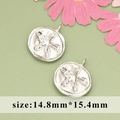 Ciondolo tondo con rilievo a stella marina in argento per gioielli DIY, 14,8x15,4mm - MF6901B-Stella Marina Argentata