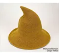 Thickened ginger yellow wool knit witch hat with pointed top and wide brim for Halloween - Adult (56-58cm) / Ginger Yellow