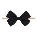 Cute black fabric bow with beige elastic nylon headband for babies and women - Black
