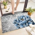 Absorbent diatomite bath mat with blue floral patterns and non-slip surface in a bathroom - 40cm*60cm / Luxury Rich Flower 1