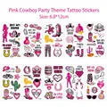 Tatouages temporaires rose western cowgirl avec bottes et chapeaux pour enterrement de vie - Set de Tatouage Cowboy Rose (10 Feuilles)