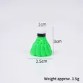 Miniature green PVC badminton keychain model with realistic shuttlecock mesh details - No Closure / Dark Green