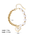 Gold chain and pearl bracelet with white heart pendant for women, stylish DIY jewelry - Style 14-Pearl Splicing Heart