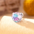 Boucle d'oreille ronde en zircon 8mm, dégradé de couleurs et acier titane argenté - Dégradé Rose Bleu (A349-1) / 8mm (Pièce Unique)