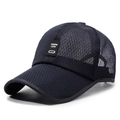 Dunkelblaue atmungsaktive Mesh-Baseballkappe mit rechteckigem Patch auf der Vorderseite - Marineblau