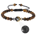 Detailed projection bead showing I Love You in 100 languages on Tiger Eye bracelet - Tiger's Eye