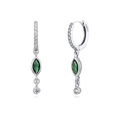 Ag925 silver drop earrings with emerald green marquise stone and clear zircon detail - Purple (Platinum Plated)
