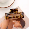 Tortoiseshell square hair claw clip in acetate finish with 10cm length dimensions - Large / 22# Dark Tortoiseshell Large