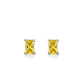 Minimalist S925 sterling silver stud earrings with yellow rectangular cut gemstone - November-ED3484Y / 925 Silver