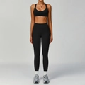 Ensemble de yoga noir extensible pour femme avec brassière à découpes et legging - S / Soutien-gorge+Leggings-Noir Premium