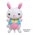 Detailed size 50x96cm view of Easter bunny foil balloon with blue vest for party décor - 50x96cm / Easter Bunny 50x96cm