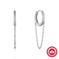 Classic S925 sterling silver hoop earrings with chain tassel in high polished finish - #3 White Gold/Hoop Chain Style